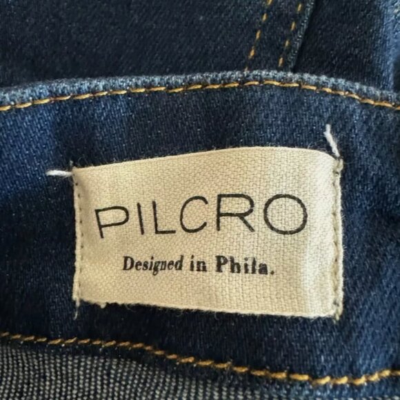 Brand New by Anthropologie Pilcro Kick Mid Rise Cropped Flared Dark Wash Jeans - Picture 10 of 11